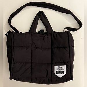 Quilted Black Puffer Tote Bag